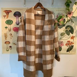 Longline checkered cardigan